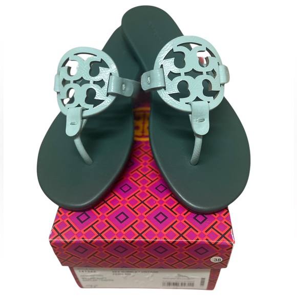 Tory Burch Miller Soft Light Blue and Green Sandal Size 7.5 - Picture 6 of 7